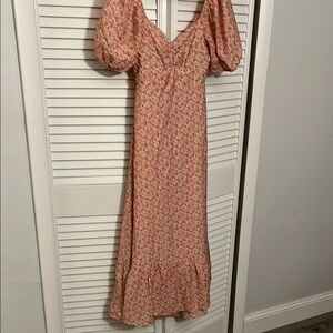 By The River Floral Puff Sleeve Maxi Dress SZ S